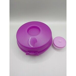 Tupperware Round Sandwich Bagel Salad Keeper #4440A PURPLE With Smidget